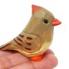 Tượng chim cardinal cái gỗ mini 6.4 cm, chạm tay