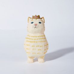 Tượng mèo gỗ chạm khắc 11x6x4 cm trang trí bàn