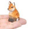 Tượng cáo đỏ gỗ điêu khắc mini 6.4 cm sơn tay
