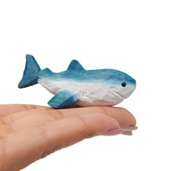 Tượng cá mập trắng gỗ khắc tay mini 6.4 cm