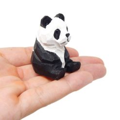Tượng gỗ gấu trúc mini 5.1 cm khắc tay mắt thủy tinh