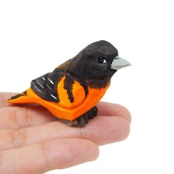 Oriole Bird Figurine Decoration Baltimore Orchard Statue Black Orange Miniature Wooden American Song Oscine Art Carved Small Animals