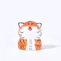 Tượng hổ gỗ cười chạm khắc 6x5x6 cm trang trí bàn