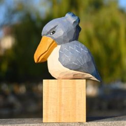Tượng chim Shoebill gỗ điêu khắc 7.3×6.4×4.8 cm, đế 4 cm