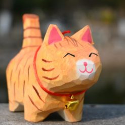 Tượng mèo gỗ basswood 8 cm trang trí bàn làm việc