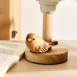 Tượng chim sẻ gỗ chạm tay mini 5 cm, decor bàn & ô tô