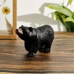 Tượng gấu đen gỗ chạm tay 12 x 4 x 7 cm, decor bàn/kệ