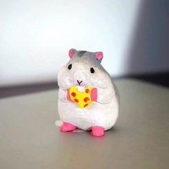 Tượng chuột hamster gỗ chạm tay cao 3.8 cm để bàn