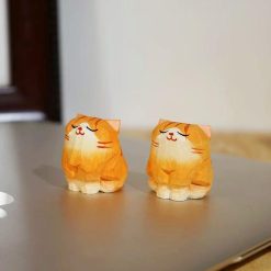 Tượng mèo gỗ basswood 3 cm mini trang trí bàn