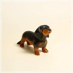 Tượng chó dachshund gỗ basswood 10.5 × 3.2 × 6.5 cm