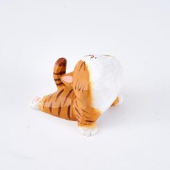 Tượng mèo gỗ yoga dáng rắn 8.8x6.5x7.5 cm sơn tay