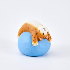 Tượng mèo gỗ yoga dáng cầu 7x8.5x8.5 cm sơn tay