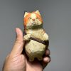Tượng mèo gỗ khắc tay 10 cm, sơn tay
