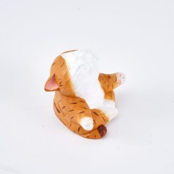 Tượng mèo yoga khắc gỗ basswood 8×6.5×8.5 cm