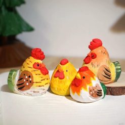 Tượng gà gỗ chạm tay 5 cm trang trí bàn