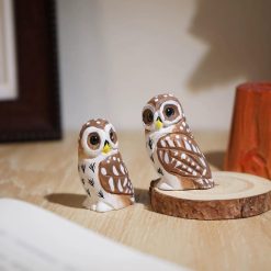 Tượng cú mèo gỗ basswood 4.5 cm trang trí bàn
