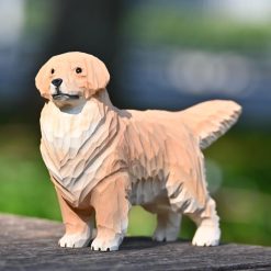 Tượng chó Golden Retriever gỗ điêu khắc 16×11.5×5 cm
