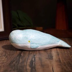 Tượng cá voi gỗ basswood 18 cm trang trí bàn