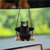 Tượng gấu gỗ đu xích treo xe hơi 8×7×5 cm