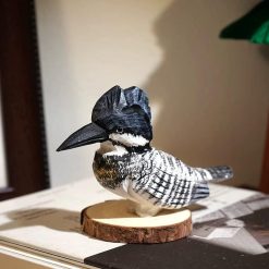 Tượng chim gỗ chạm tay 8 cm sơn màu