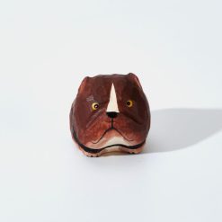 Tượng chó Bulldog khắc gỗ basswood 5×4×4 cm nâu đỏ