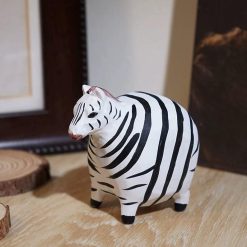 Tượng ngựa vằn gỗ chạm tay 8.1 cm dáng tròn