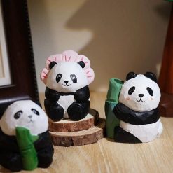 Tượng gấu trúc gỗ chạm tay cao 7 cm để bàn